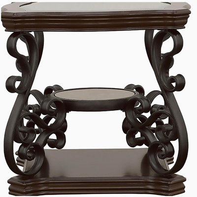 Bianca Merlot 2-layer glass top side table