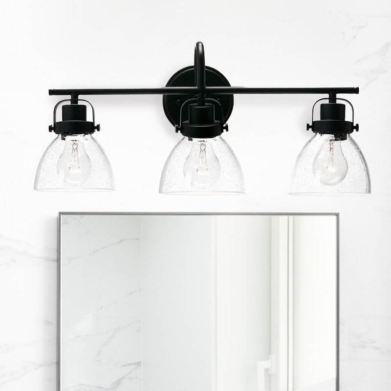 Zubley Metal 3-Light Vanity Light, Polished Nickel, Matte Black