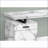 Desks, 48” L Modern Computer Desk with Left/Right Storage &amp; Drawer, White Marble Look Laminate &amp; Black Metal | White | Particle Board