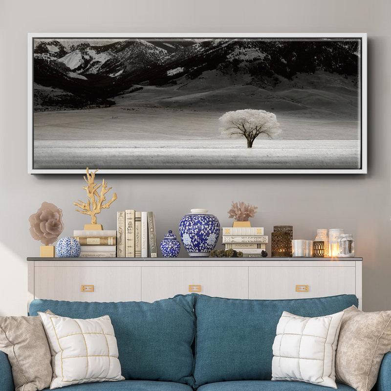 Arbre solitaire, reproduction sur toile, Blanc, H 20 po x l 50 po x P 1,5 po