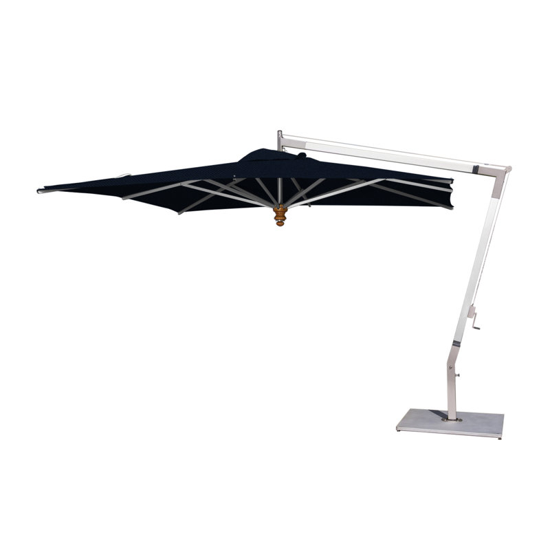Pendulum 11.5' Square Cantilever Umbrella, Navy Blue, Double Stack Plate - Large