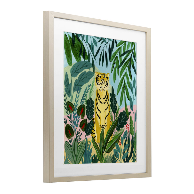 «Stoic Tiger Tropical Forest», reproduction encadrée sous verre, conception de Nabeela Rumi, H 16 po x l 13 po