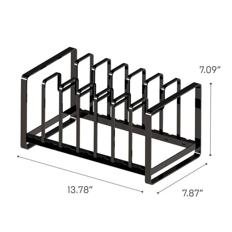 Black Adjustable Steel Pot Lid and Pan Organizer