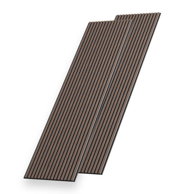  2 panneaux muraux 3D à lattes de bois insonorisées / insonorisées 3D 2 pièces x 94,5 po x 24 po, panneaux insonorisants noyer fumé pour plafond et mur (2 pièces / 31,5 pieds carrés)
