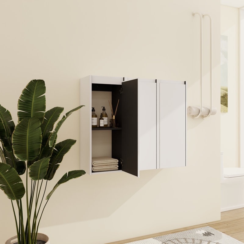  Cranor Wall-Mounted Bathroom Cabinet with Open & Closed Storage, White, 29.55" H x 36" W x 9.86" D