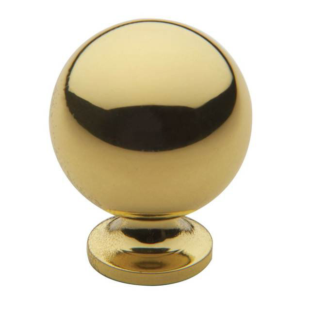 1" Diameter Round Knob, Bright Brass