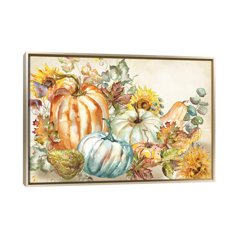 «Watercolor Harvest Pumpkin Landscape» par Tre Sorelle Studios, reproduction, H 26 po x l 40 po x P 1,5 po, Non