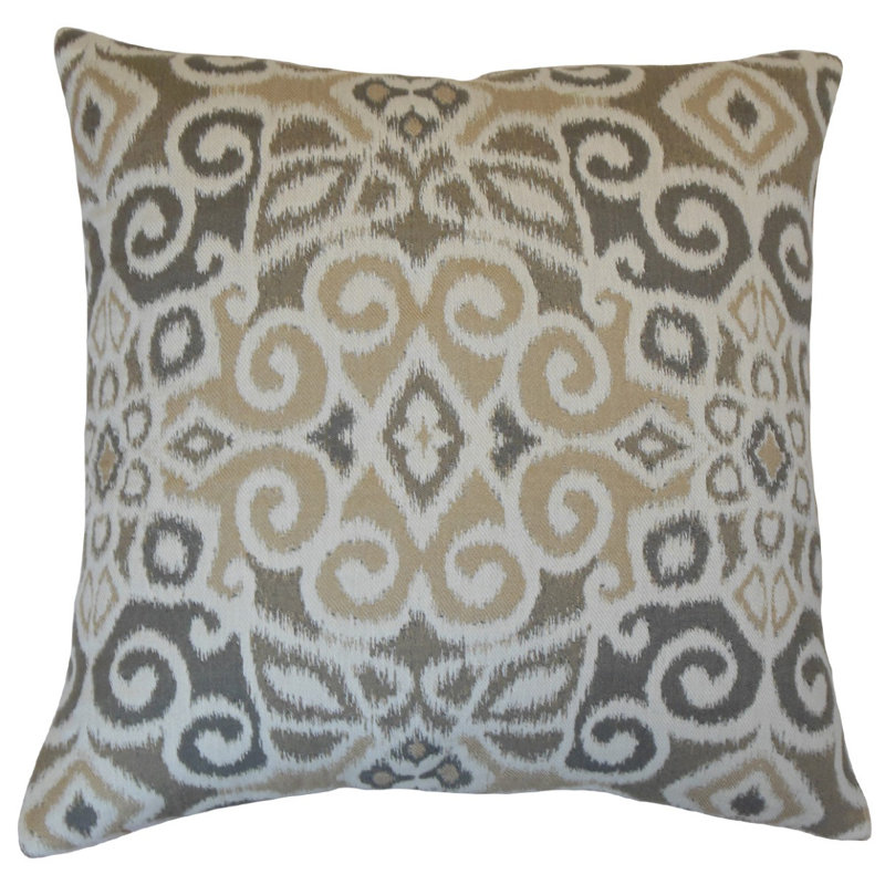 Coussin Carsci Ikat, Hauteur (18 po) x largeur (18 po), Bois flottant