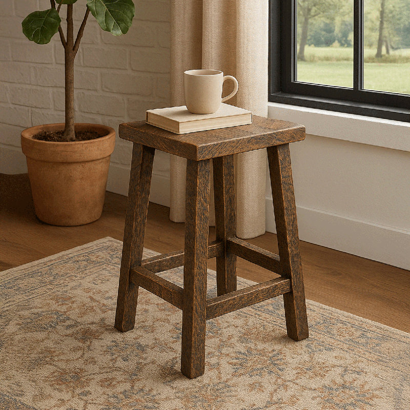 Rustic Reclaimed Barn Wood Backless Counter Stool