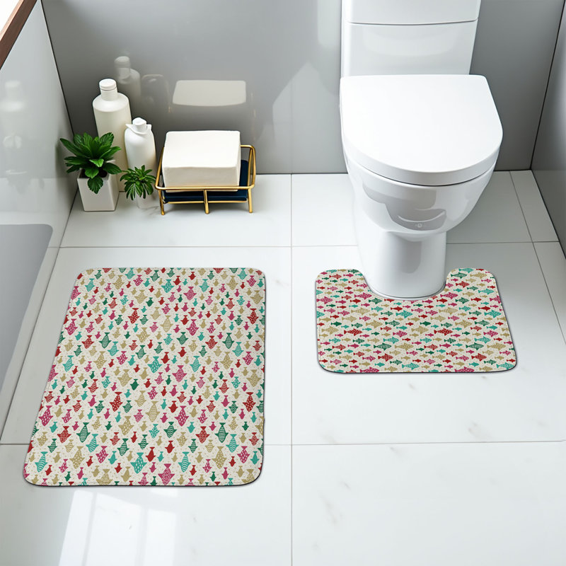  Multicolore ensemble de tapis de salle de bain poisson 2 pièces