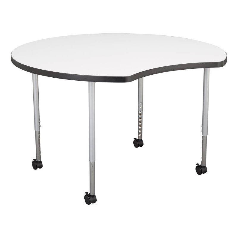 Structure Series Collaborative Crescent Dry-Erase Whiteboard Activity Table with Casters, Silver