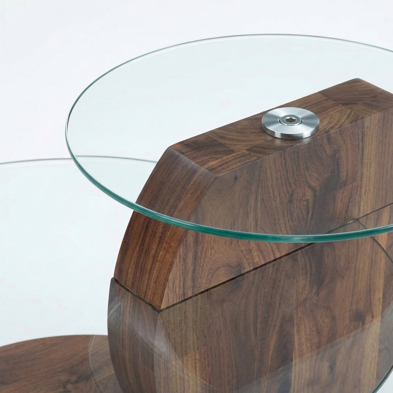 Table basse gigogne luxueuse 35,4 po avec 3 tablettes de rangement, Brun