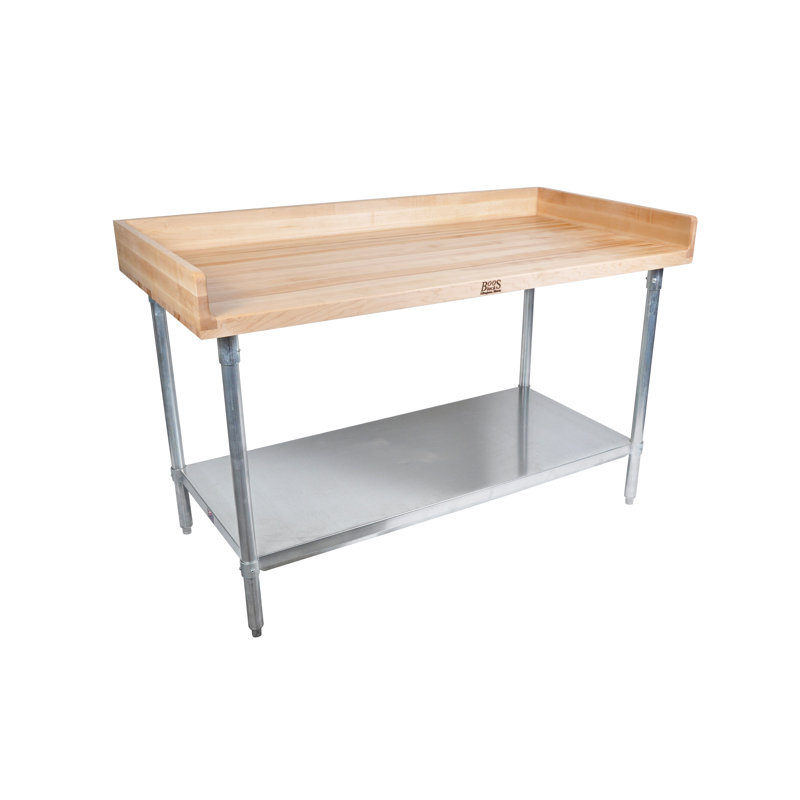 Wood Work Table with Undershelf, 39.25" H x 60" W x 24" D
