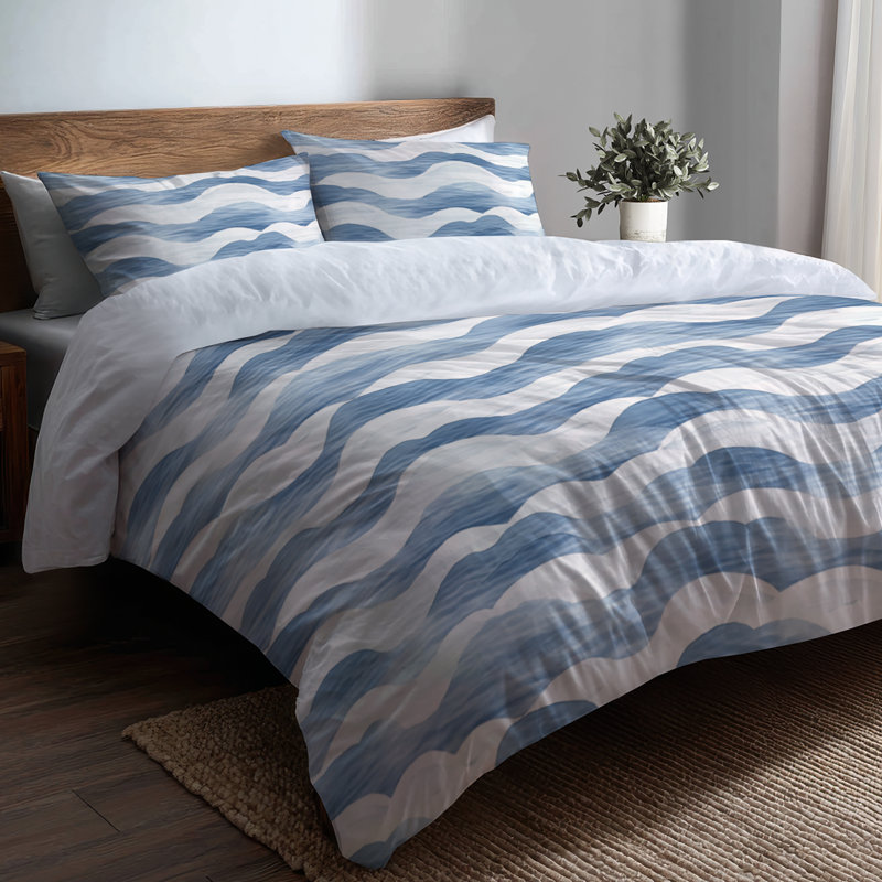Ensemble de housse de couette Oriental - Ensemble de literie Tatami bleu doux moderne