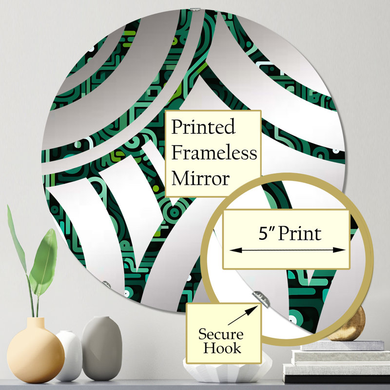 Miroir décoratif Green Techno Fusion Maze - Center Wave, 23,6 po x 23,6 po