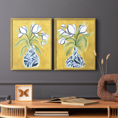 Vase de tulipes I - impression encadrée de qualité supérieure - prête à être accrochée - aucun clou requis - aucun clou requis