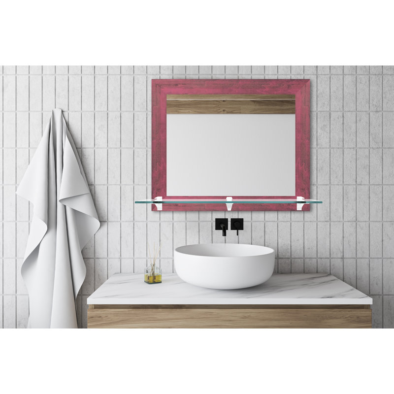 Miroir mural Danial, 21,5 po x 25,5 po, Rose/Blanc