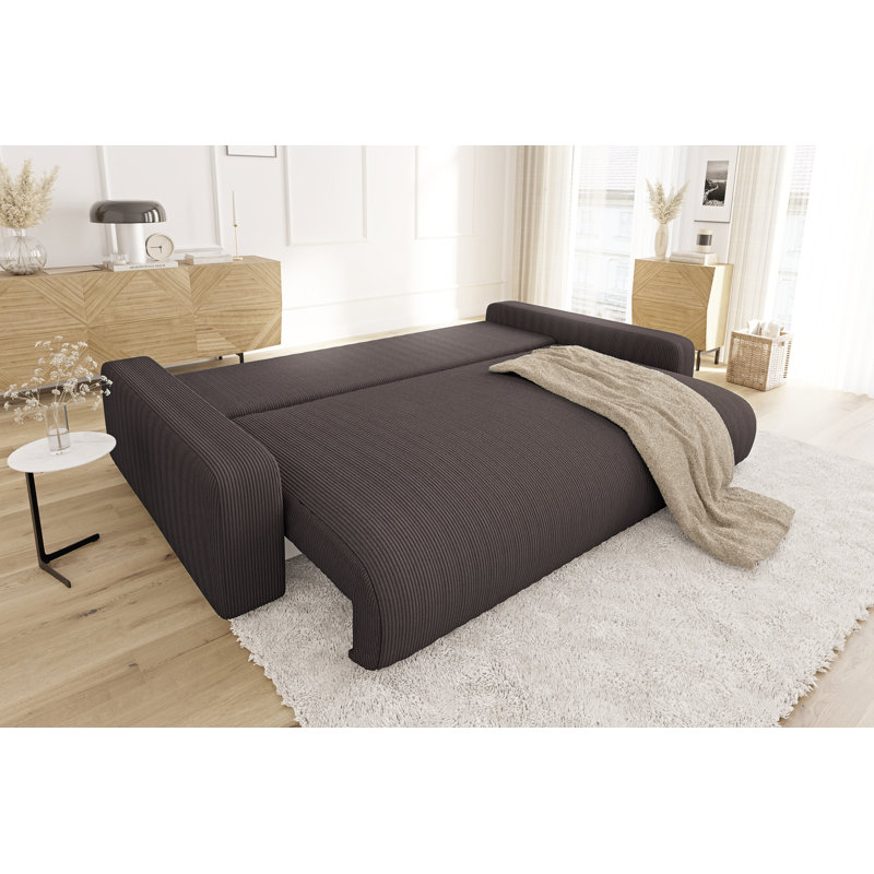 6 Seater Corduroy Sofa Bed, Dark Brown