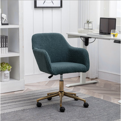 Chaise de bureau rotative à hauteur ajustable 360 ° avec pieds en métal doré et roue universelle pour l'intérieur