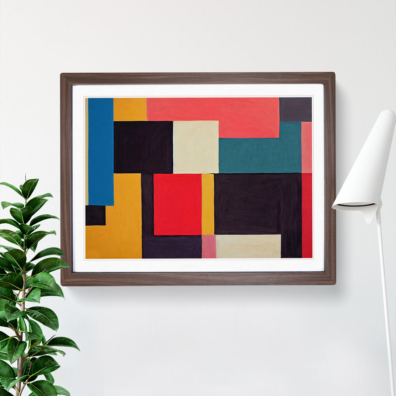 Bauhaus Abstract Art Vol.2 - Single Picture Frame Print, 34cm H x 46cm W x 2cm D, Walnut
