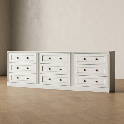 Monos Set Of 3 Sideboard Cabinets With Drawers, White