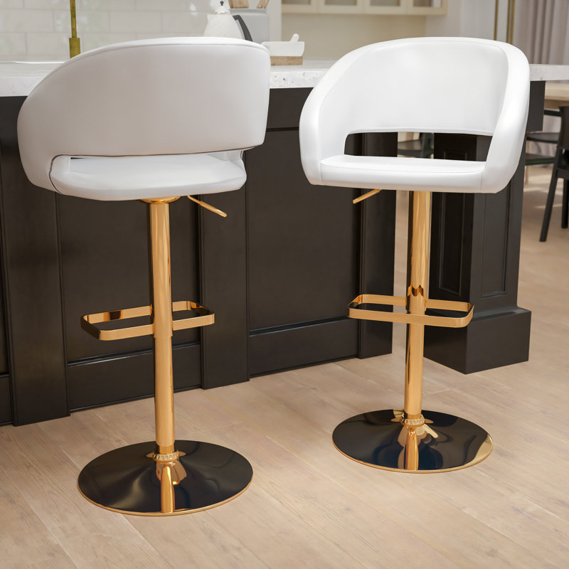 Tabouret de bar Amberlie, Blanc, Or, 2