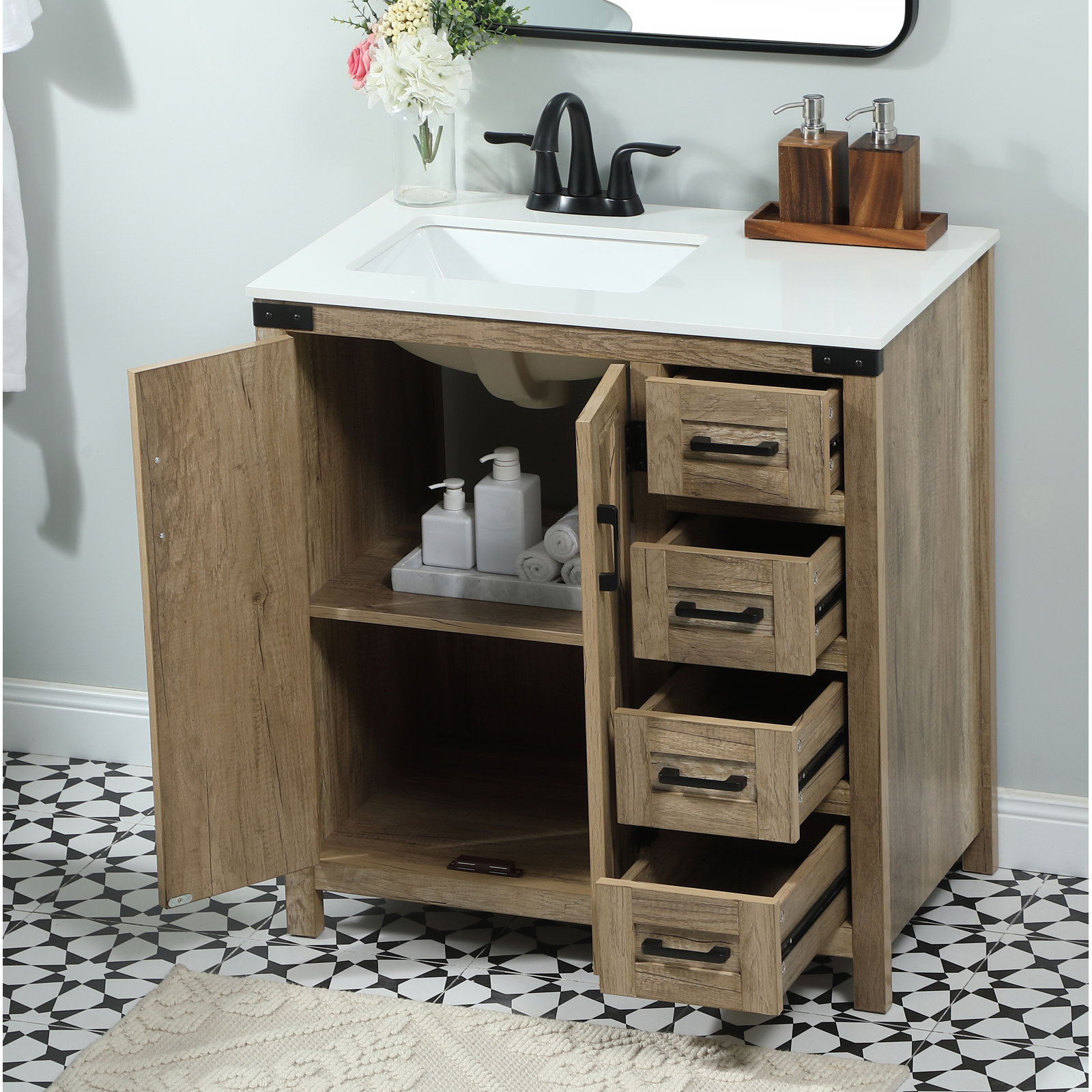 Slayton 32'' Single Bathroom Vanity, Natural Oak