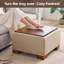 Repose-pieds de rangement carré 23,2 po avec plateau en bois-383384377-374651435