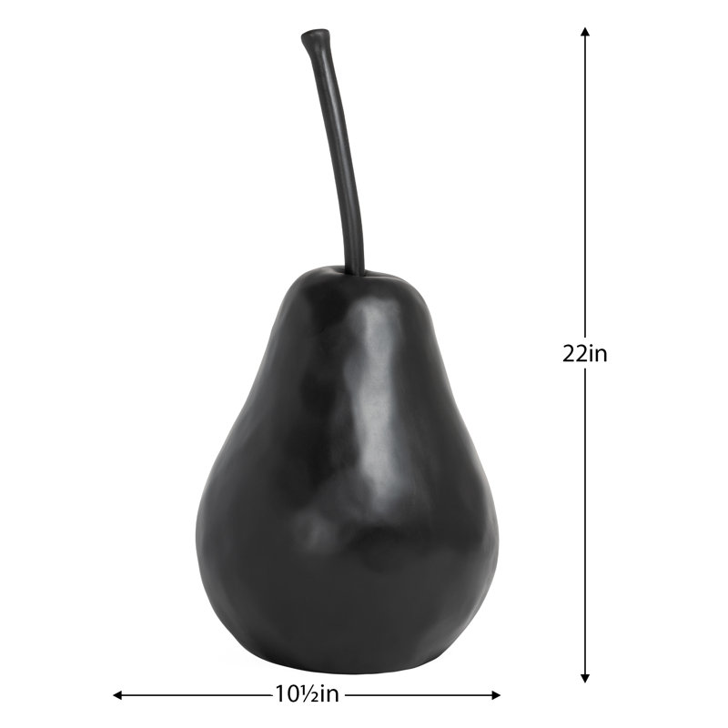 Innila 22" Large Black Pear Sculpture For Home Decor - 10.5" D x 22" H, Black