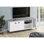 Meuble télé, console de 60 po, meuble multimédia, meuble de rangement, salon, chambre à coucher, stratifié blanc et gris, métal noir, contemporain, moderne