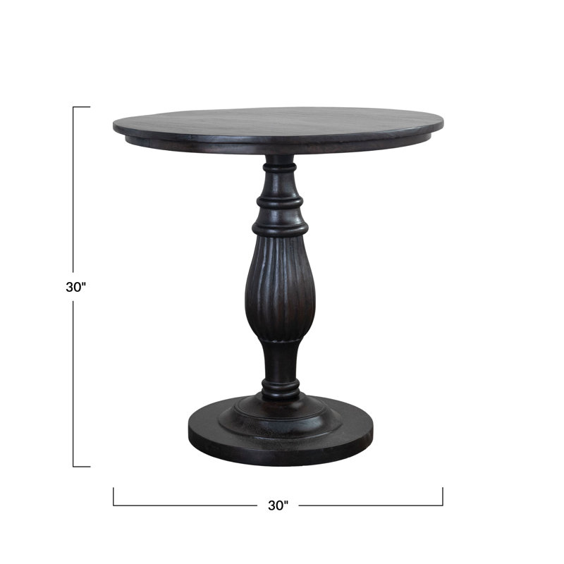 Walnut-Finished Mango Wood Table with Turned Pedestal