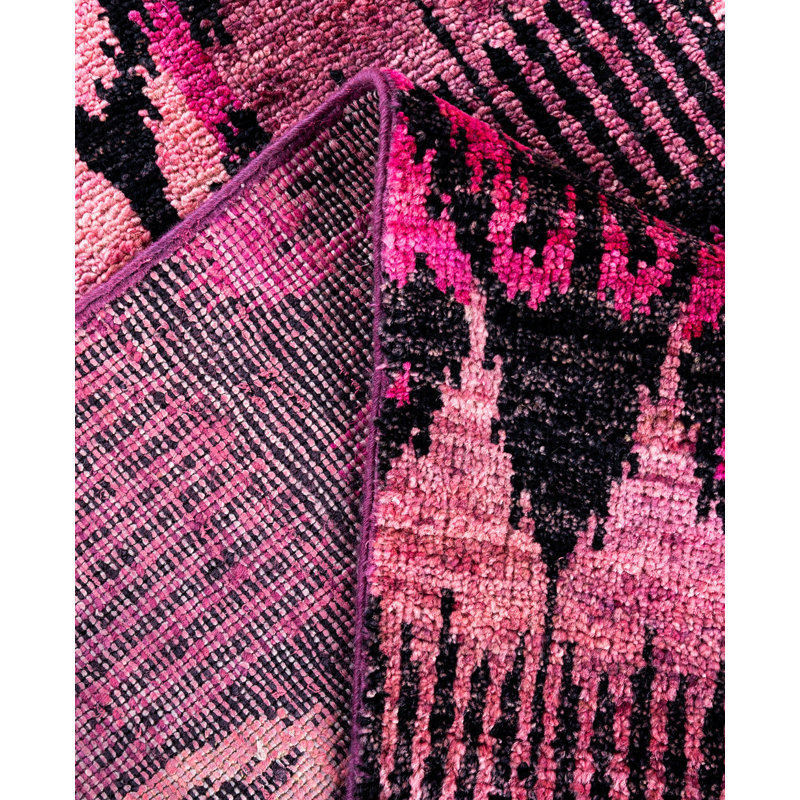 Overdyed Hand-Knotted Wool Modern-Contemporary Pink Area Rug 4' 1" x 6' 3"