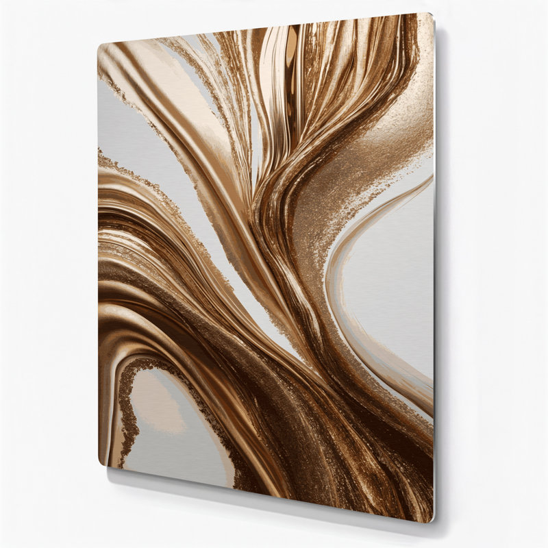Art mural abstrait en métal beige 97, H 16 po x l 20 po