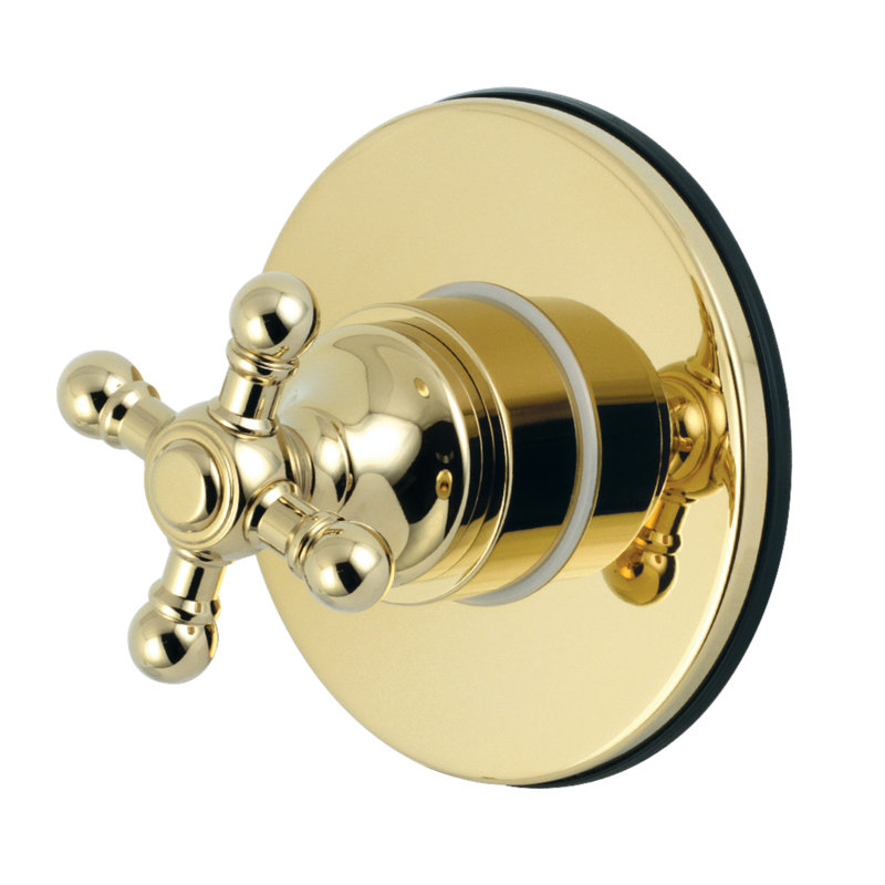 Kingston Brass Single-Handle Wall Mount Three-Way Diverter Valve with Trim Kit, Polished Brass