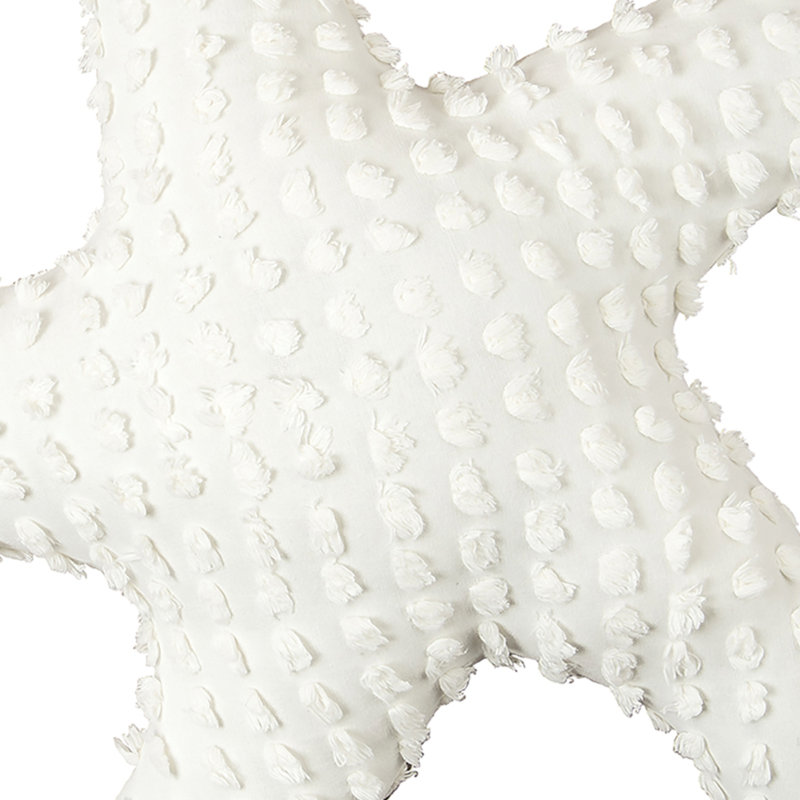 White Starfish Shaped Coastal Polyester Throw Pillow