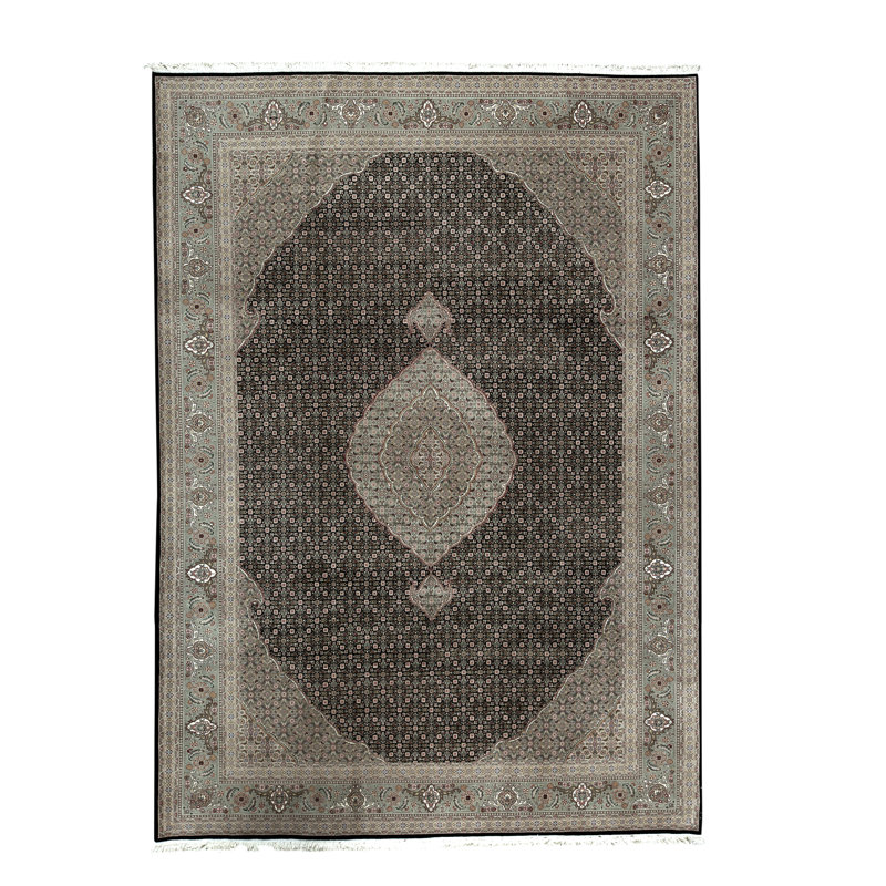 Tapis noir et vin noué à la main de haute qualité
