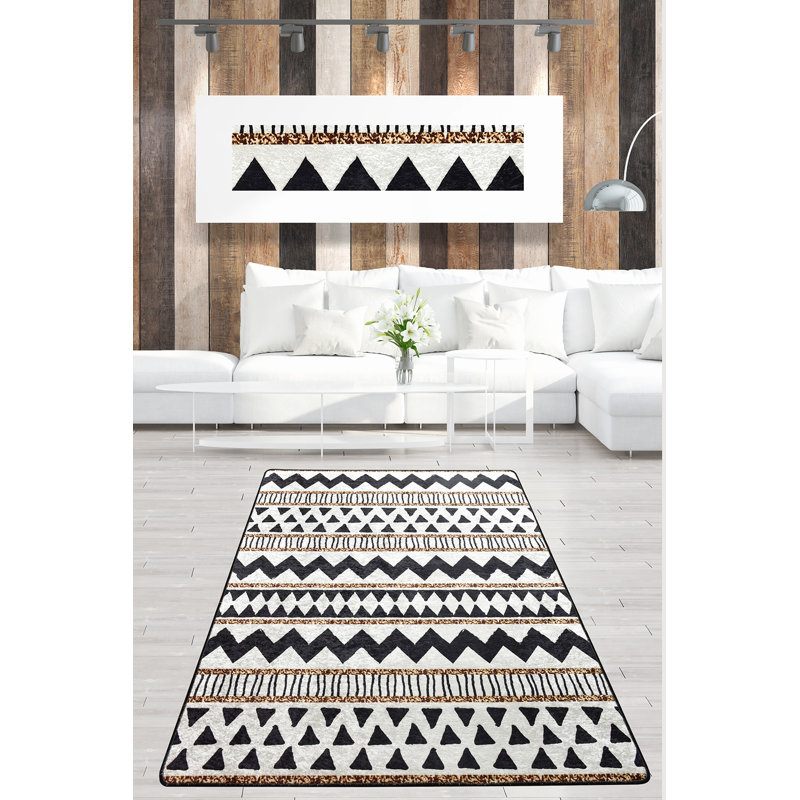 Premium Area Rug (5.2 x 7.5 ft), 100% Polyester, 0.2 in Pile Height | Antibacterial, Non-Slip Underside, Machine Washable | Elegant Design for Living Room & Bedroom Decor, Soft and Durable