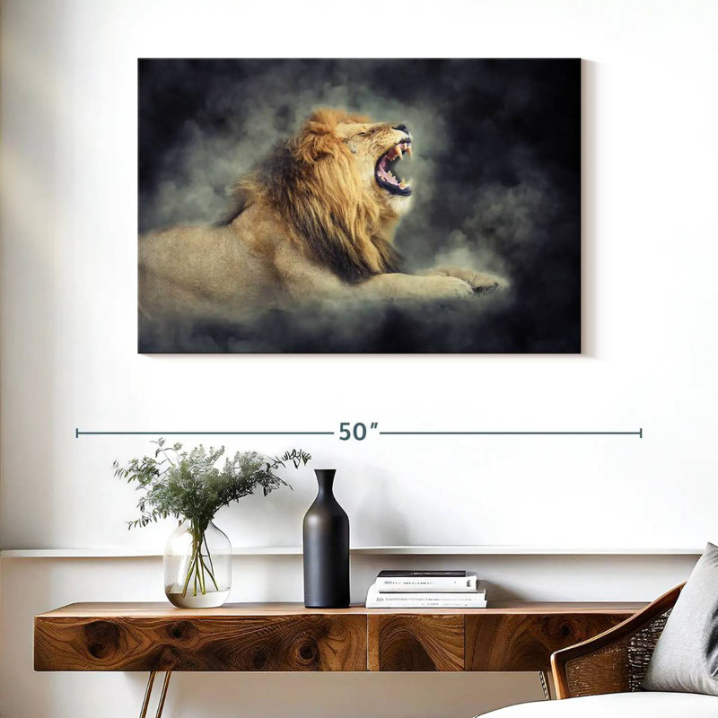 Lion sauvage brumeux Brampt, H 26 po x l 39 po