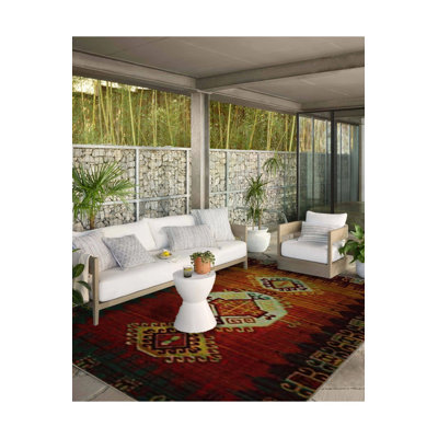 Tapis orange lavable à motif traditionnel orange