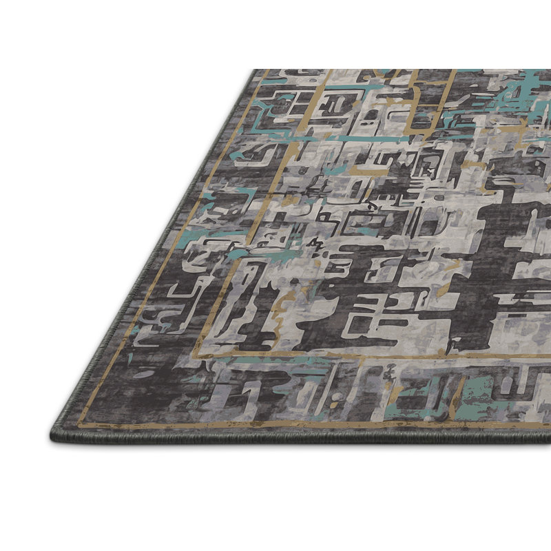 Tapis gris soyeux et moelleux, Rond 3 pi