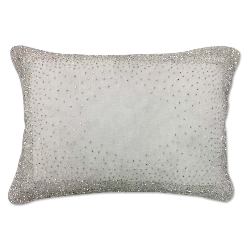Lurex Linen Lumbar Throw Pillow, Ivory, 1" x 20"
