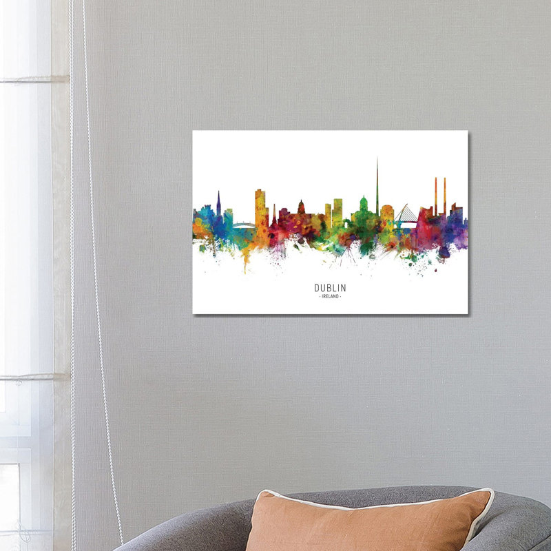 «Dublin Ireland Skyline» par Michael Tompsett, impression sur toile tendue, H 18 po x l 26 po x P 1,5 po