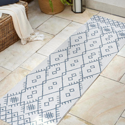 Tapis ivoire / bleu marine Boho