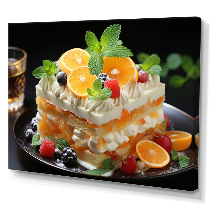 " Orange White Melon Cake Mmmmmmm ", 34" H x 44" W x 1.5" D, Wrapped Canvas