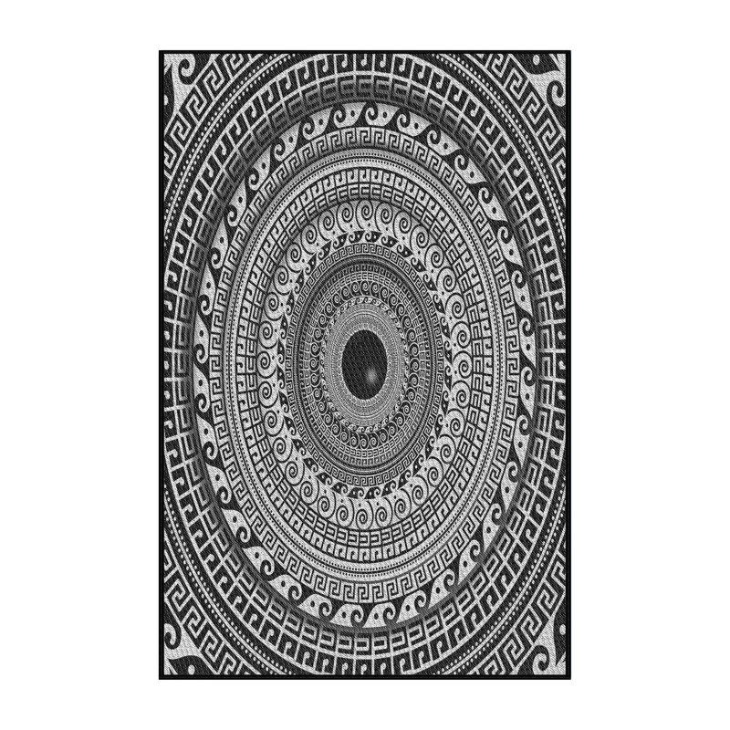 Laine tissée à la machine de style oriental et polyester noir/rouge/brun Tapis décoratif, Rectangle de 5 pi x 7 pi