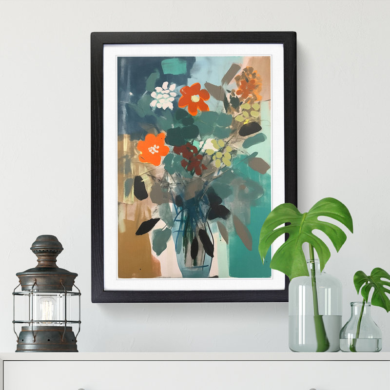 FRM-V0523-928X Flowers Mid Century Vol.6 - Print, 34cm H x 25cm W x 2cm D, Oak