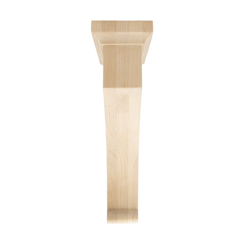 14 in x 3-7/8 in x 9 in Unfinished Large Solid Traditional Plain Wood Bracket Corbel, Alder, 14" H x 3.8" W x 9" D