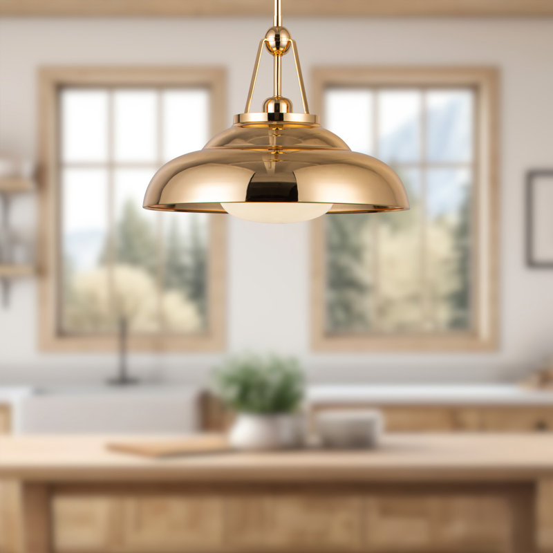 Palmetto 1 - Light Dome Pendant, Polished Brass, 11.63" H x 14.5" W x 14.5" D