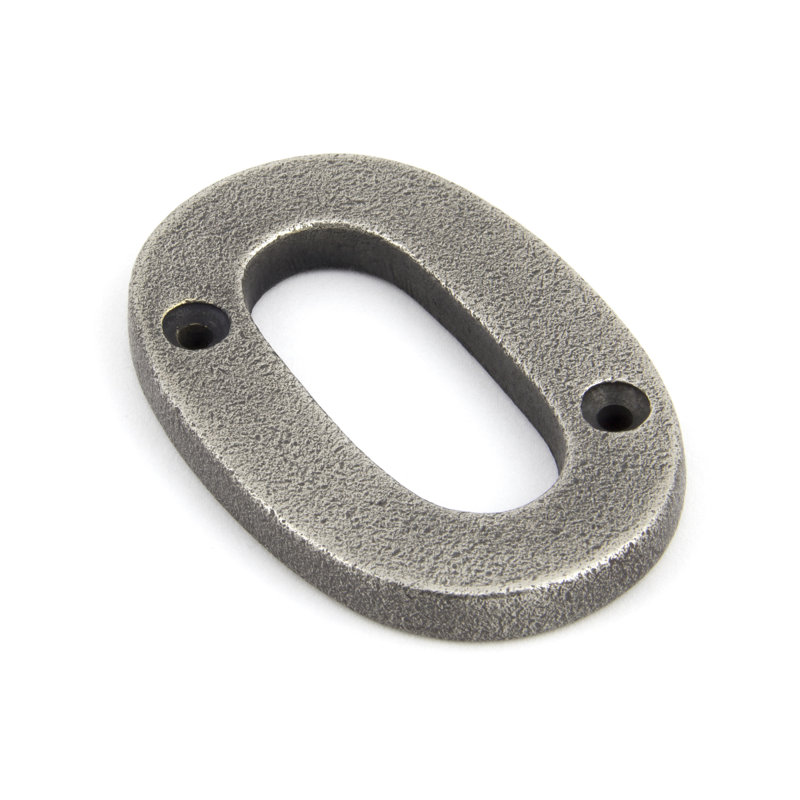 7.8cm H Metal House Number, 0 , Antique Pewter