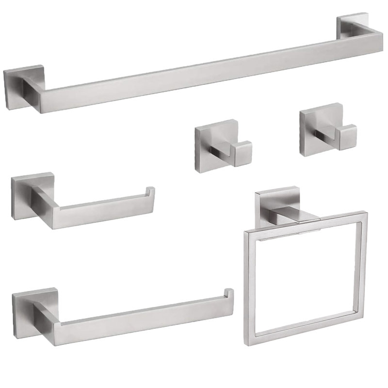 5-Piece Bath Hardware Set Bathroom Accessories With Toilet Paper Holder,Towel Bar,Towel Ring,Towel Hooks Brushed Nickel